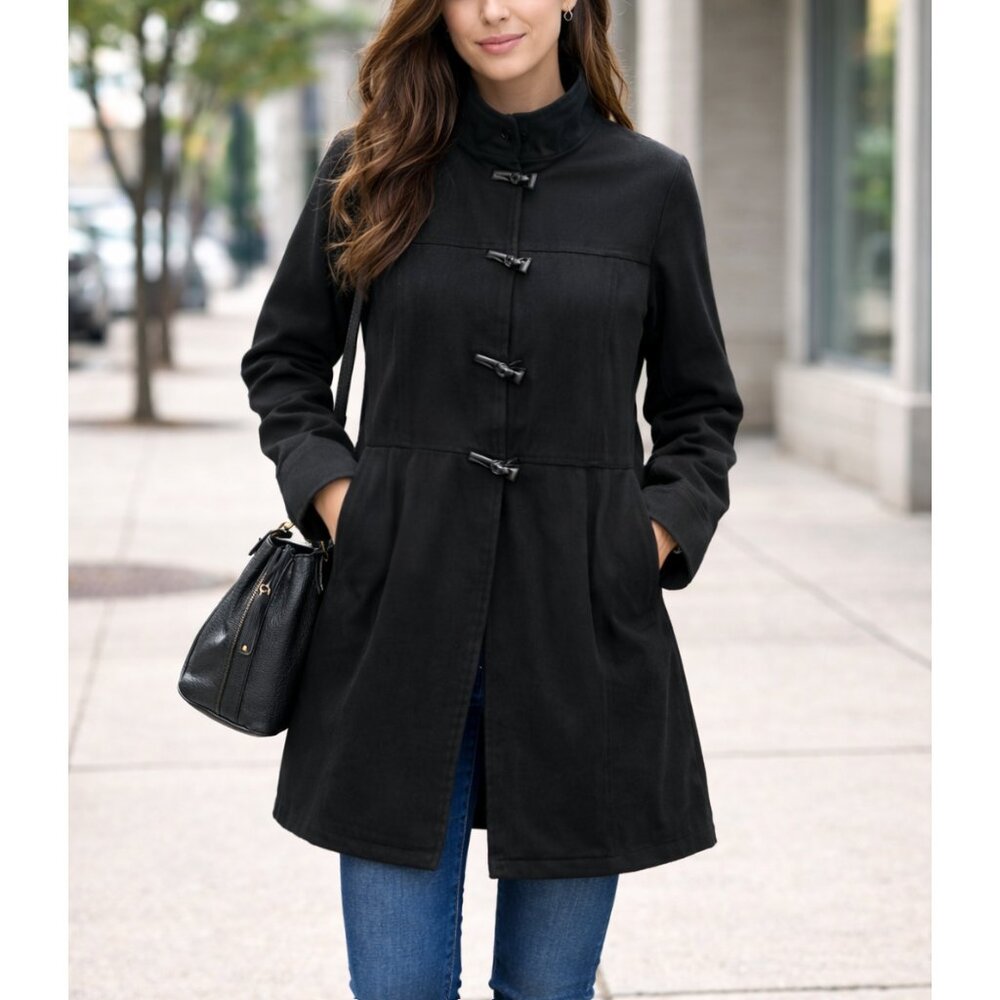 Nevada Black Toggle Coat Jacket Women's S | Cotton Blend Fall Coat